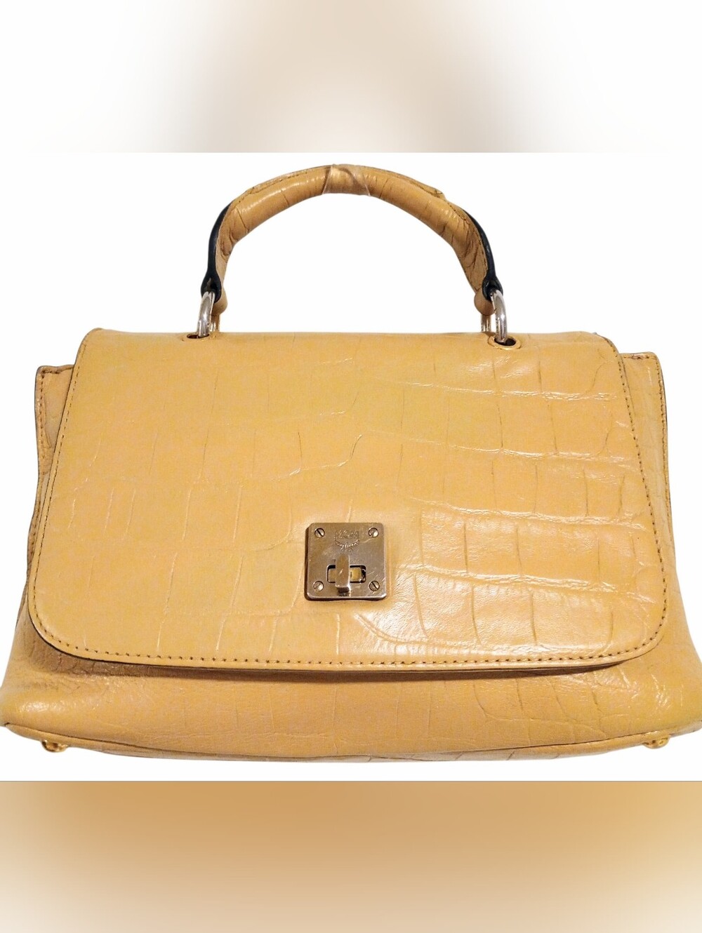 MCM Croc Embossed 2-Way Satchel Shoulder Bag - Picture 9 of 16